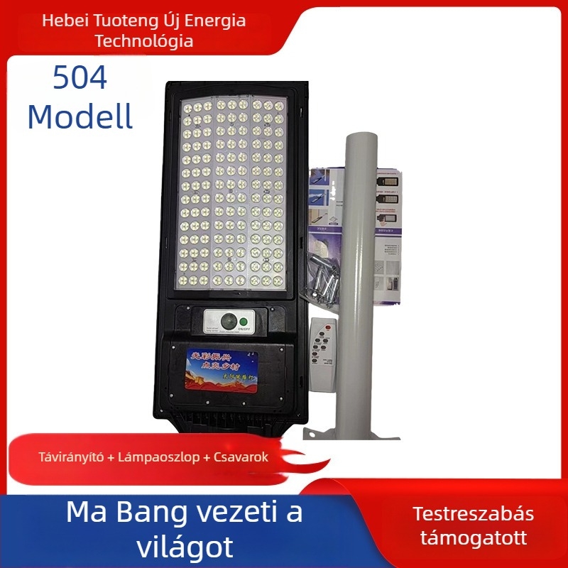 Családi napelemes integrált közvilágítási lámpa udvarra, LED szenzoros kültéri világítás, IP65, 100–800W, távirányítás, 8–10 év