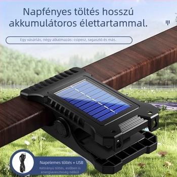 Napelemes klipszlámpa indukciós falikar kültéri használatra, Modell YD, 5W, 3.7V, IPX-4, meleg fény