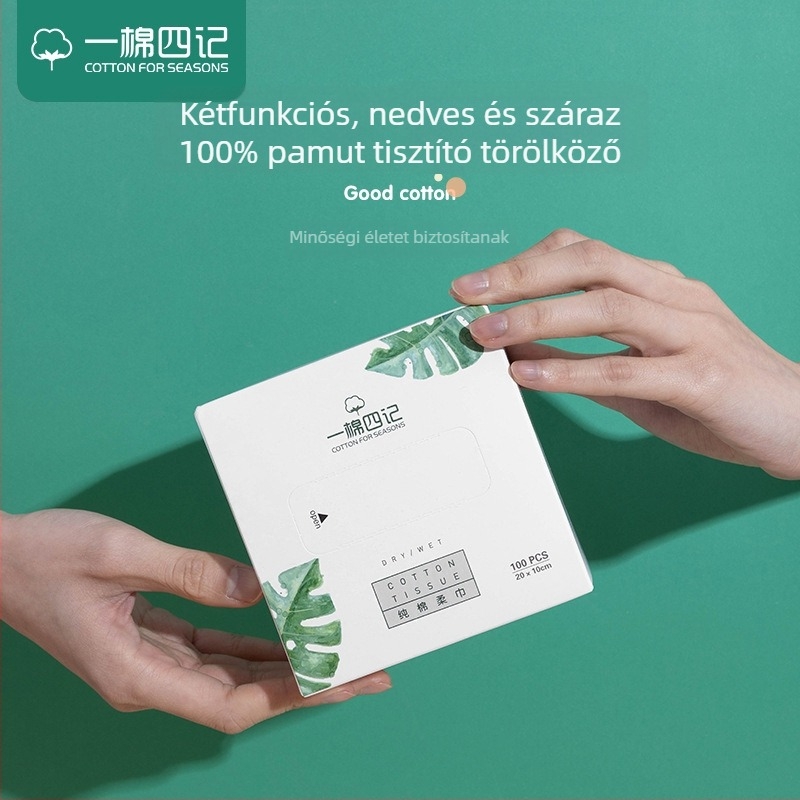 Egyszer használatos pamut kozmetikai arctörlők, 100 darab, 100% pamut, nedves és száraz dupla használat a tisztításhoz