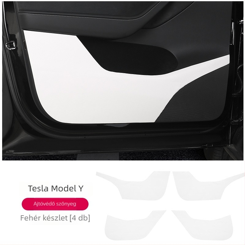 Bőr ajtóvédő párna Tesla Model 3 és Model Y-hez nyomtatott logóval és testreszabással
