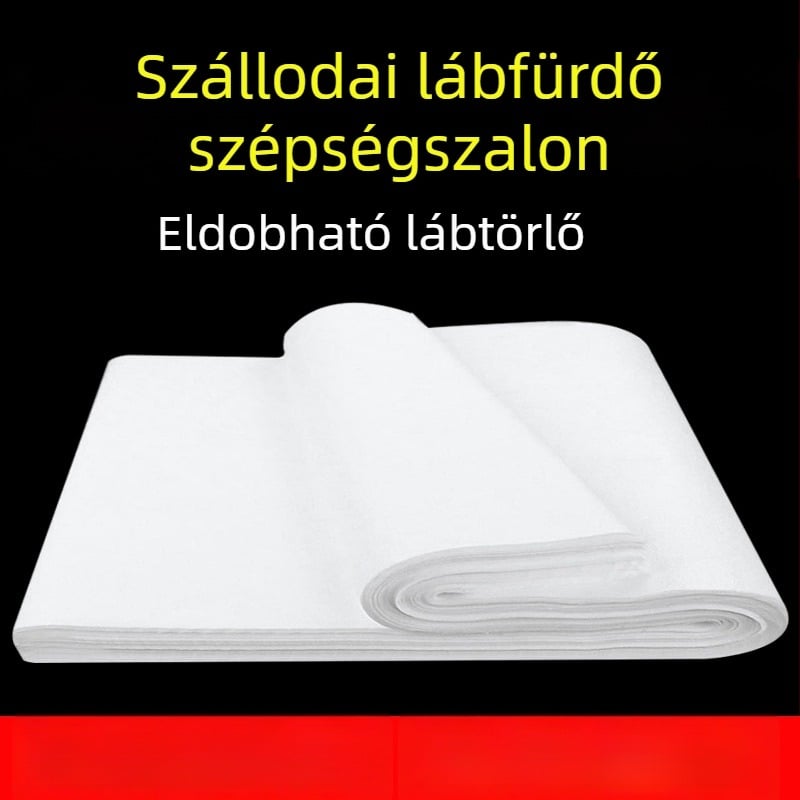 Egyszer használatos lábtörölköző, vastított nemszőtt anyagból, pedikűrhöz és szalonokban, fejkendő