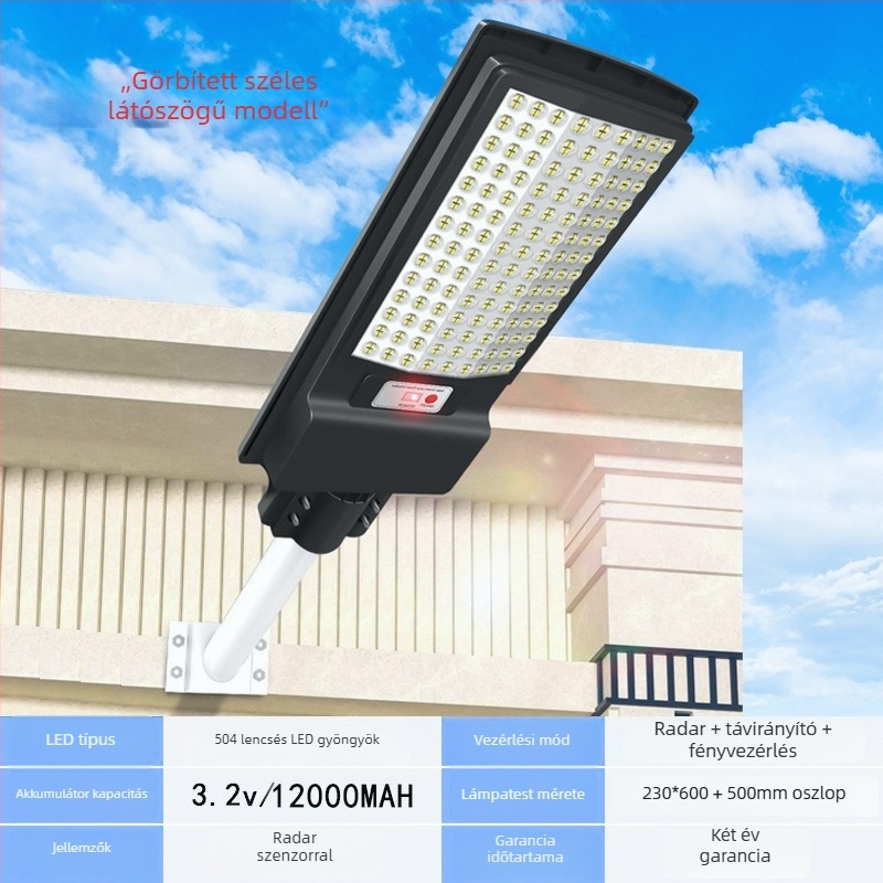 KA-1008 Integrált kültéri vízálló napelemes falikar mozgásérzékelővel, IP65, 635×260 mm