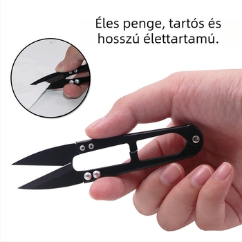 DIY ékszerész olló, rozsdamentes acél, rugós, U‑formájú keresztszemes varráshoz