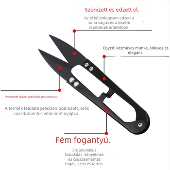 DIY ékszerész olló, rozsdamentes acél, rugós, U‑formájú keresztszemes varráshoz