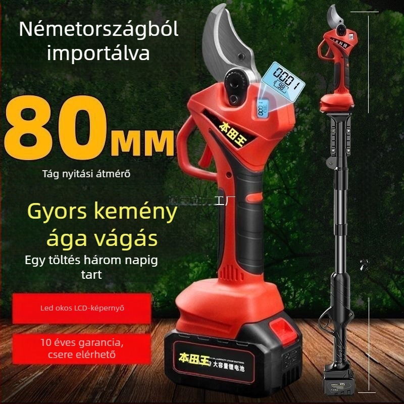 Elektromos metszőolló gyümölcsfákhoz, újratölthető lítium akkumulátor, kerti olló vastag ágakhoz