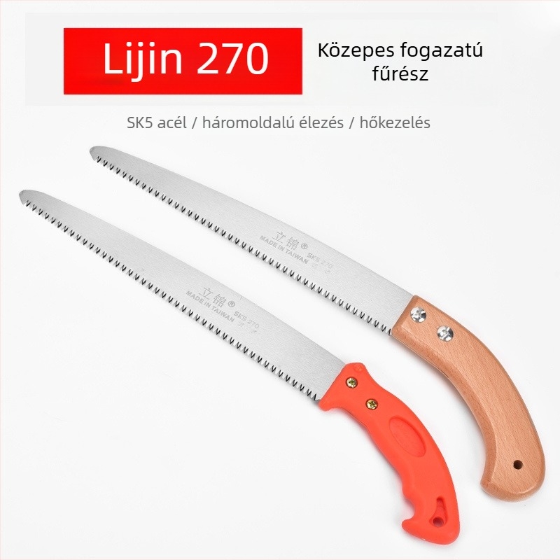 Kerti kézi fűrész háromoldalú fogazattal, egyenes pengével, Lijin márka, penge szélessége 3
