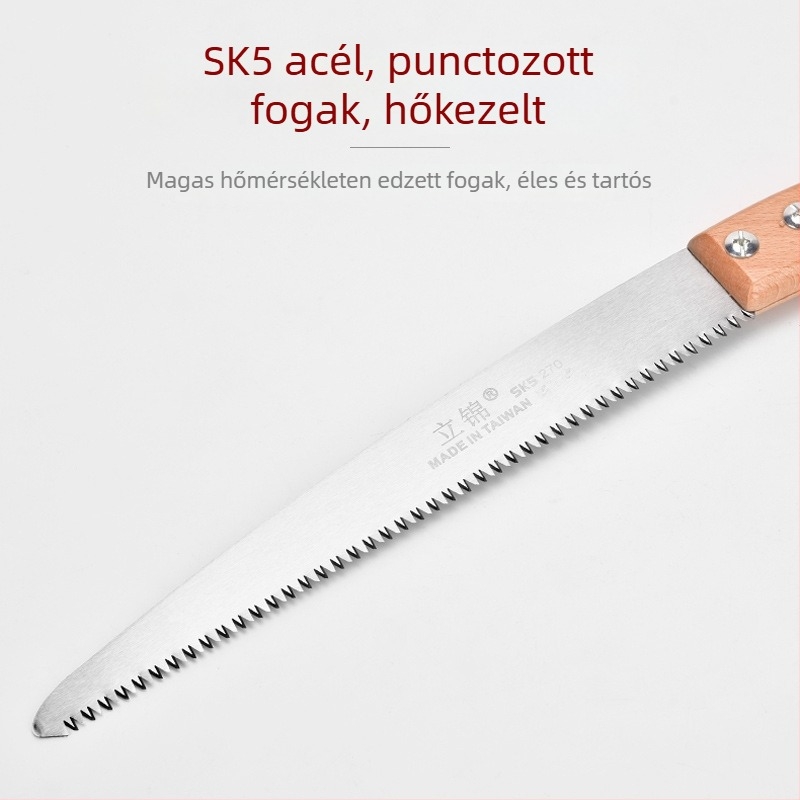 Kerti kézi fűrész háromoldalú fogazattal, egyenes pengével, Lijin márka, penge szélessége 3