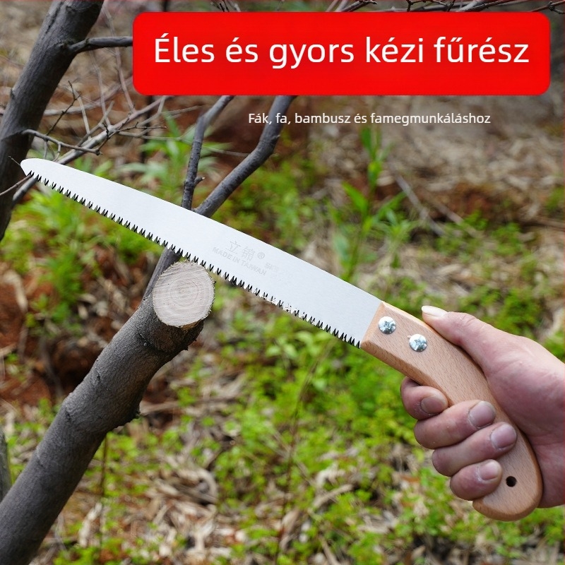 Kerti kézi fűrész háromoldalú fogazattal, egyenes pengével, Lijin márka, penge szélessége 3