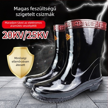 Szigetelt villanyszerelő cipő, gumiból készült vízálló középmagas bakancs, Jinbu'an, professzionális utóértékesítési szolgáltatás