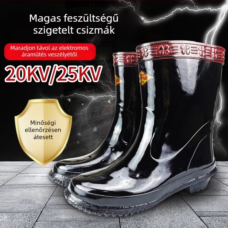 Szigetelt villanyszerelő cipő, gumiból készült vízálló középmagas bakancs, Jinbu'an, professzionális utóértékesítési szolgáltatás