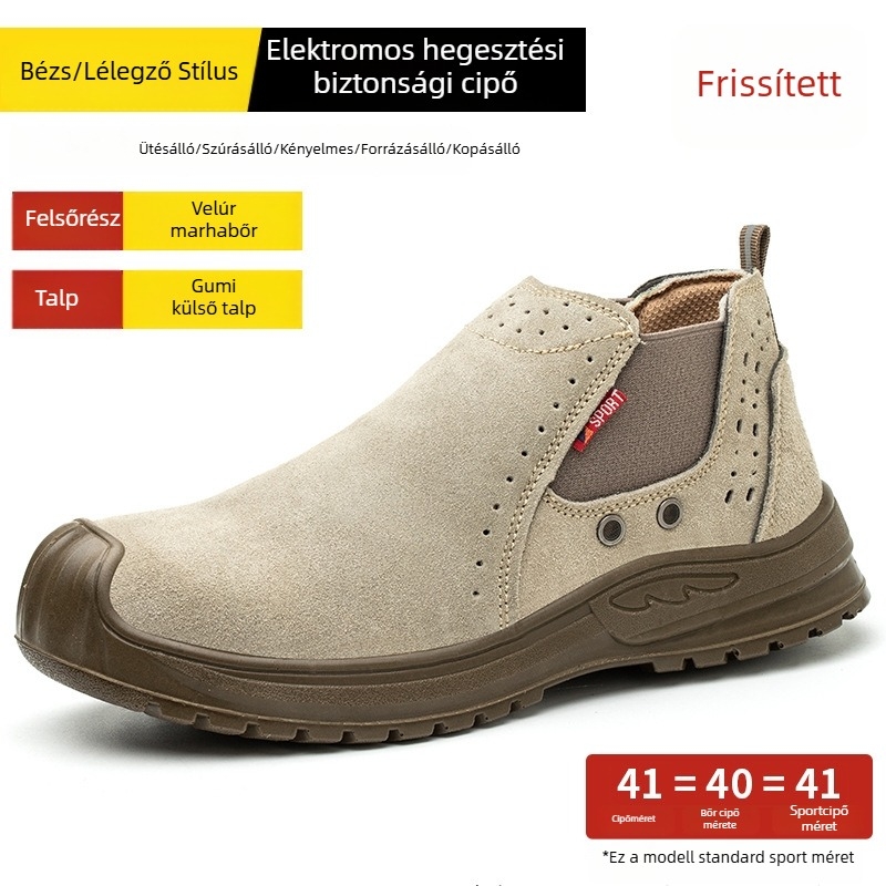 Nyári munkavédelmi cipő hegesztéshez – slip-on, ütésálló és áthatolásálló, kopásálló, könnyű, merev talp