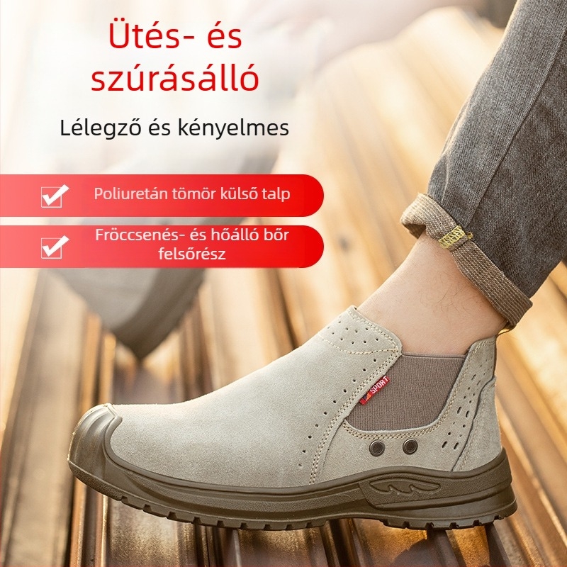 Nyári munkavédelmi cipő hegesztéshez – slip-on, ütésálló és áthatolásálló, kopásálló, könnyű, merev talp