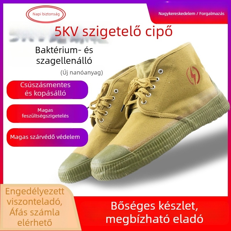 5 kV-os szigetelt villanyszerelő cipő, vászon anyagú, alacsony felső rész, márka Peace every day