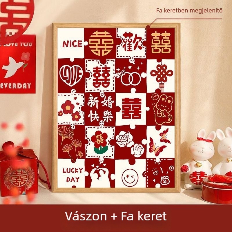 Esküvői keresztszemes készlet – ünnepi minta, 9 ct vászon, alumínium ötvözet, kínai stílus
