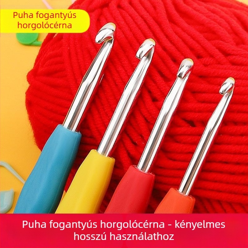 Puha markolatú horgolótű készlet — kézzel készített DIY ultrafin horgoláshoz, egylábas és kettős fej