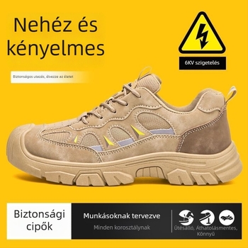 Férfi nyári légáteresztő védőcipő: ütésálló, anti-perforáció, szigetelt, csúszásmentes talp, acél orrtalp