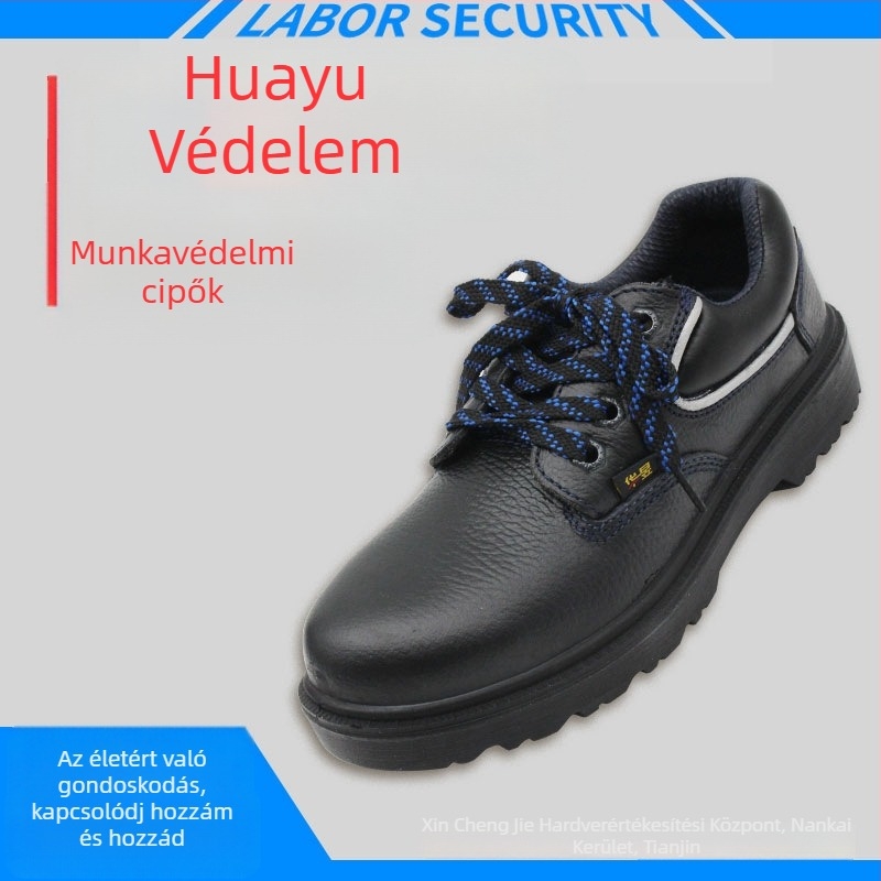 Huayu 0801 Bőr Biztonsági Cipő Acél Orrral, Ütésálló és Átszúrás Ellenálló, 6 kV Szigetelés