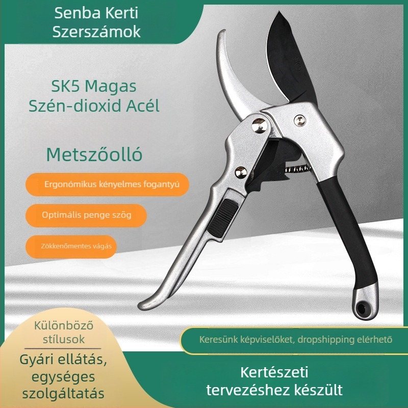 Senba kézi kerti metszőolló gyümölcsfákhoz madárcsőr alakú pengével és csigás mechanizmussal