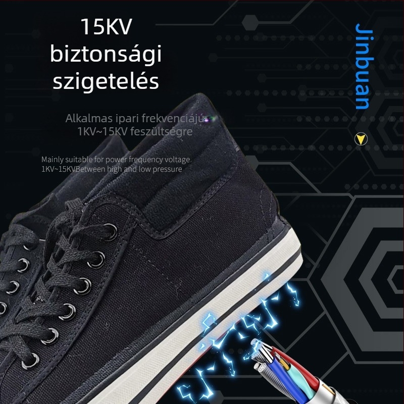 Jin bu’an szigetelt cipő, gumiból készült, középmagas felsőrész, védőcipő