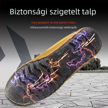 Férfiak részére magas szárú szigetelt munkavédelmi cipő elektromos karbantartáshoz, kopásálló, csúszásmentes, lélegző, 5 kV/10 kV magasfeszültséghez
