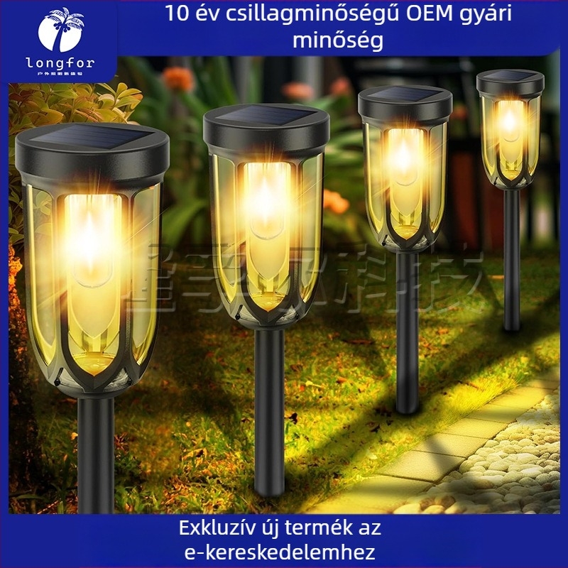 Napelemes wolframszálas gyeplámpa, magas fényerősségű tájvilágítás, retro hengeralakú kertlámpa
