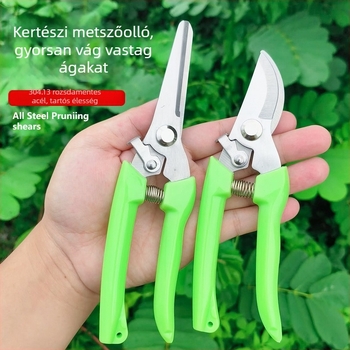 Rozsdamentes acél metszőolló kertészkedéshez, gyümölcs betakarításhoz és oltáshoz