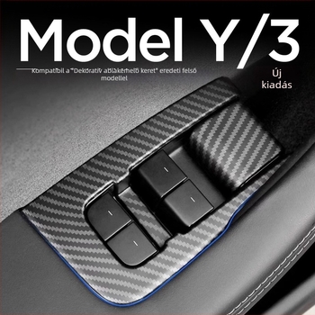 Tesla Model Y belső ajtópanel díszítő matrica az ajtógombhoz és a felhúzó kapcsolóhoz
