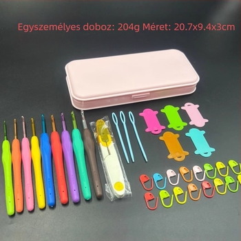 SKA horgolótűkészlet – 100 darab dobozban, alumínium puha markolatú horgolótűk, DIY kötéshez, könnyű luxus stílus