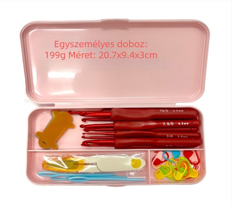 SKA horgolótűkészlet – 100 darab dobozban, alumínium puha markolatú horgolótűk, DIY kötéshez, könnyű luxus stílus