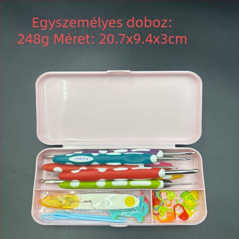 SKA horgolótűkészlet – 100 darab dobozban, alumínium puha markolatú horgolótűk, DIY kötéshez, könnyű luxus stílus