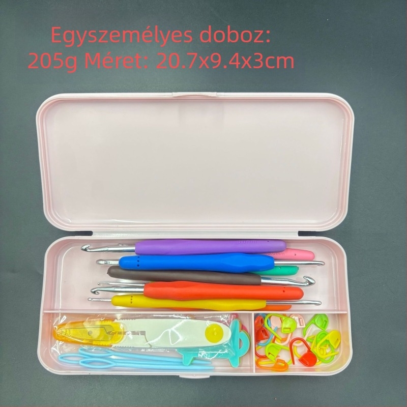 SKA horgolótűkészlet – 100 darab dobozban, alumínium puha markolatú horgolótűk, DIY kötéshez, könnyű luxus stílus