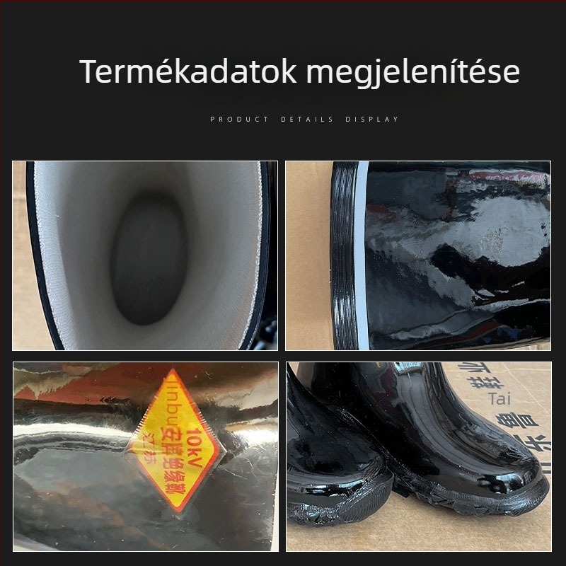 Jin Buan 10 kV szigetelt bakancs, magas szárú, gumitalpú, villanyszerelő cipő bányászok számára