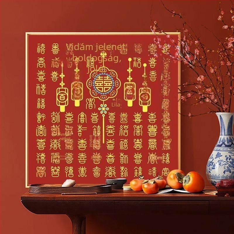 Bai Xitu Keresztszemes készlet 11CT, piros ünnepi minta, nappali és esküvői dekorációhoz, DIY könnyen hímzhető