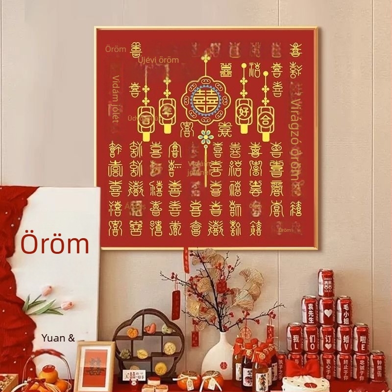 Bai Xitu Keresztszemes készlet 11CT, piros ünnepi minta, nappali és esküvői dekorációhoz, DIY könnyen hímzhető