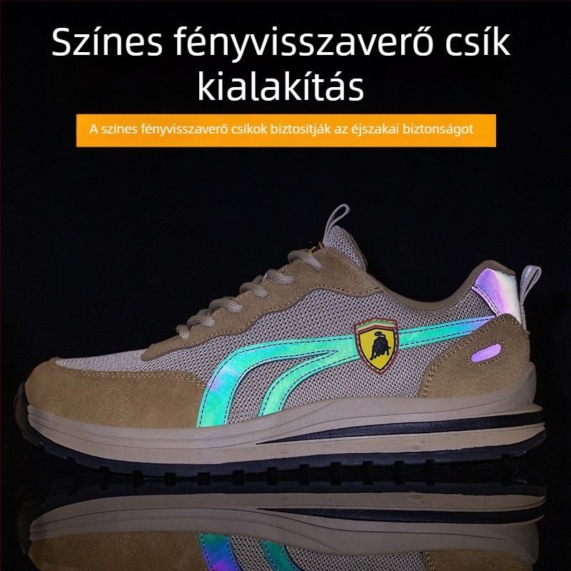 Szigetelt villanyszerelő cipő műanyag orrvédővel, ütés- és perforáció elleni védelem, nyáron légáteresztő, könnyű kopásálló munkacipő építkezéshez