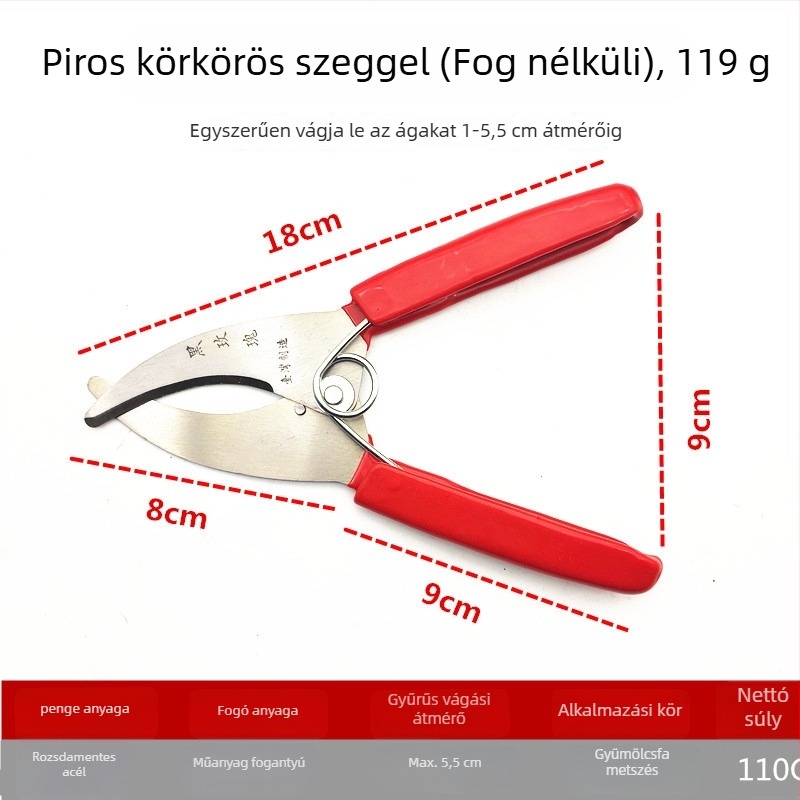 Mori-Yue gyűrűs metsőolló, szőlő- és gyümölcsfákhoz, nyitási méret 95