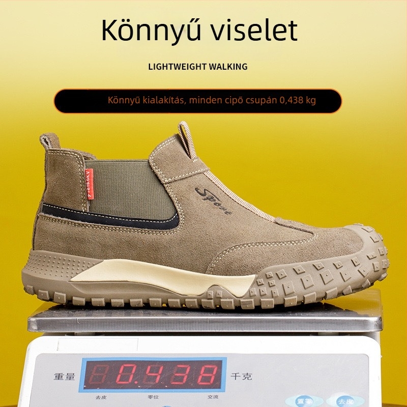 Izolált védőcipő munkahelyre, 6KV szigeteléssel, ütés- és átszúrás elleni védelemmel, velúr bőr felsőrész, műanyag orrvédő