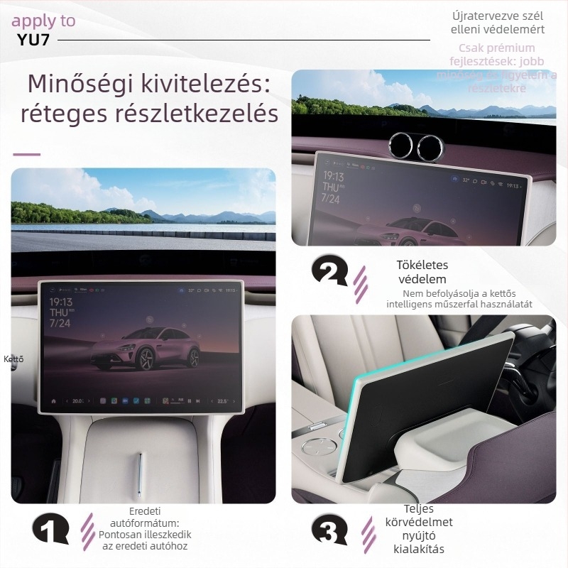 Xiaomi Yu7 központi műszerfal képernyővédő keret, edzett üvegfilmmel, ujjlenyomat-mentes