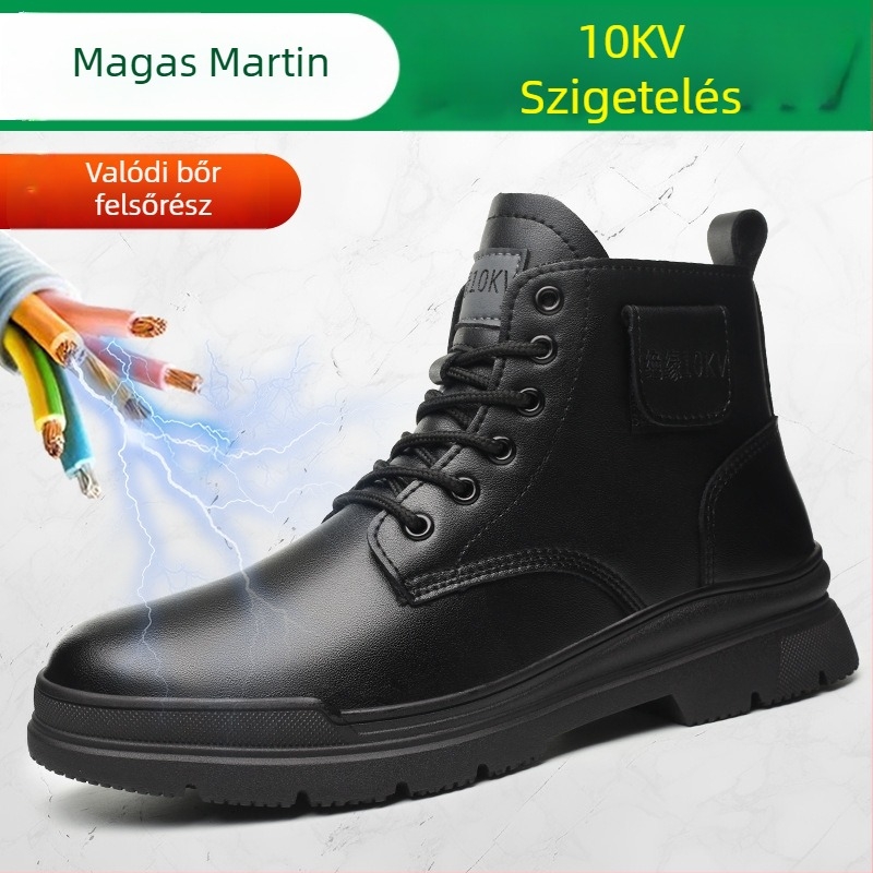 Férfi Martin szigetelt magas szárú csizma, kopásálló, csúszásmentes, vízálló és olajálló mikroszálas bőrből, konyhai használatra