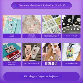 Öntapadós keresztszemes hímzett applikáció számítógépes motívummal, ruhákhoz és kiegészítőkhöz, poliészter fonal