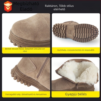 Középmagas védőcipő acélorrával, anti ütés és anti perforáció, velúr bőr és acél huzalanyag
