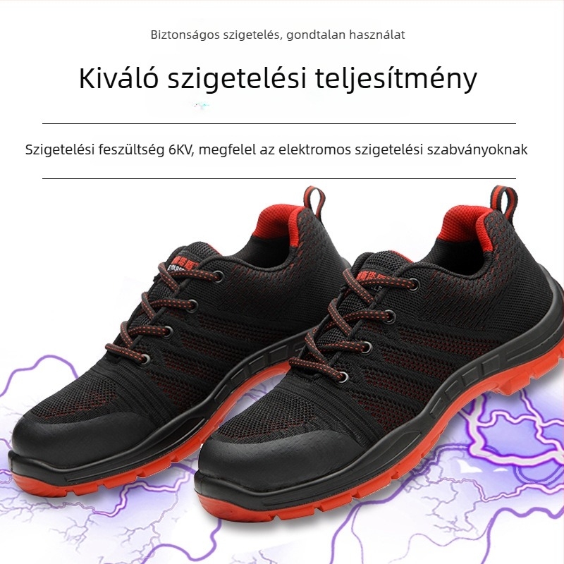 Szigeteltt munkavédelmi cipő villanyszerelőknek, ütésálló és perforáció elleni, 6 kV-os szigetelés, lélegző felsőrész, alacsony profilú dizájn
