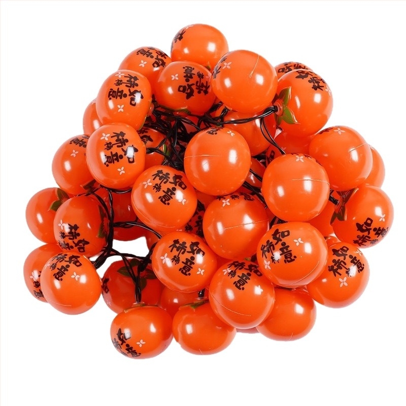 Napsugár-energiájú persimmon formájú fényfüzér – mini lámpások a New Year hangulatához, kert, faágra akasztható beltéri dekoráció
