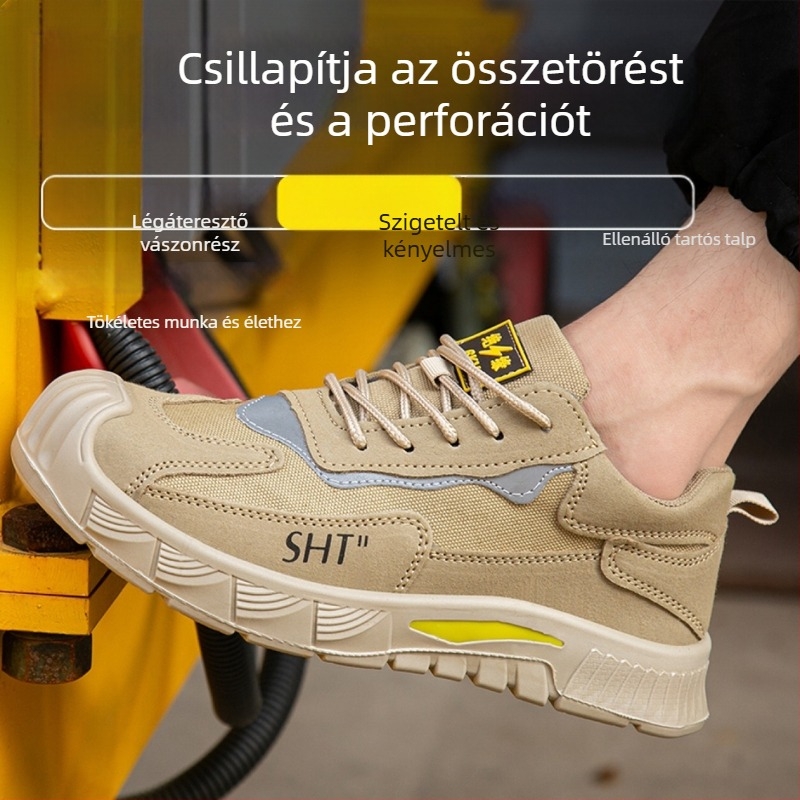 Munkavédelmi cipő, egész éves lélegzővel, férfiaknak, acél orrú, ütés- és átszúrás elleni védelemmel, szigetelt, könnyű