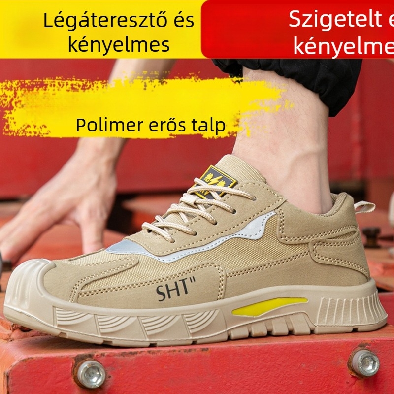 Munkavédelmi cipő, egész éves lélegzővel, férfiaknak, acél orrú, ütés- és átszúrás elleni védelemmel, szigetelt, könnyű