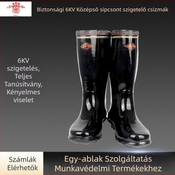 Szigetelt gumicsizmák elektromunkások számára, magas felső rész, csúszásmentes, kopásálló, 6 kV-os munkára alkalmas
