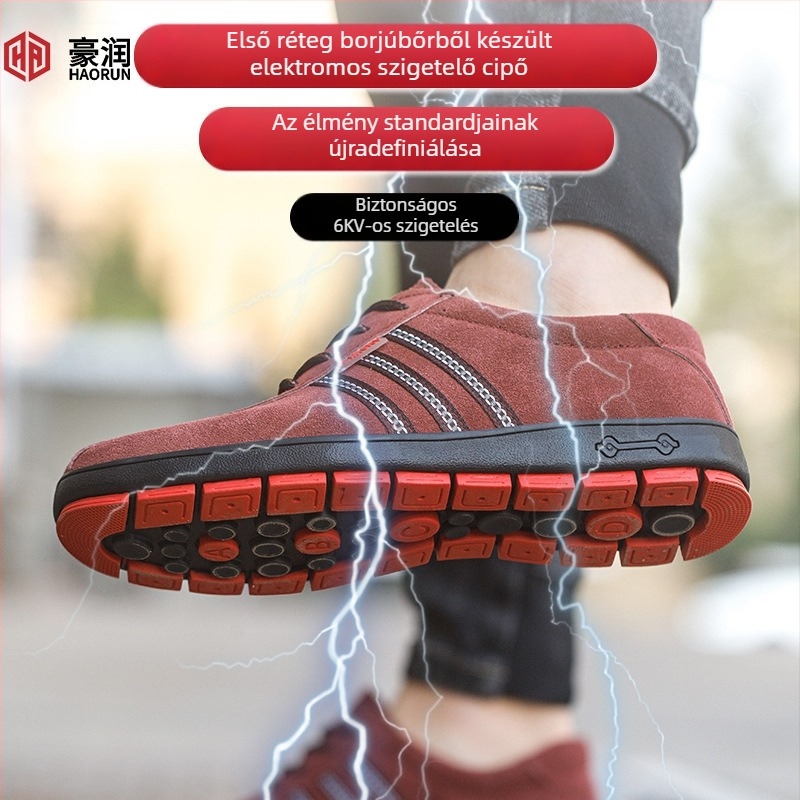 Szigetelt villanyszerelő cipő, 6 kV szigetelés, anti-statikus, ütésálló, átszúródás elleni védelem, műanyag orrvédő