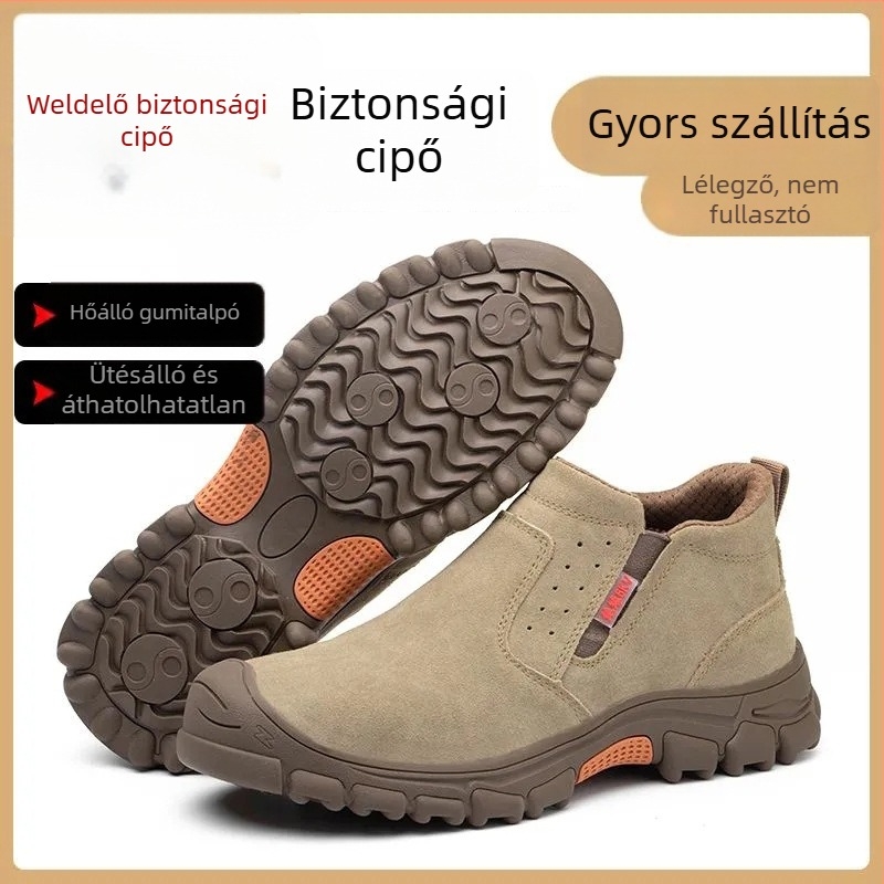 Hegesztői biztonsági cipő acélorrú, ütés- és áthatolás elleni védelemmel, szigetelt, könnyű, Oxford talpú, középmagasságú