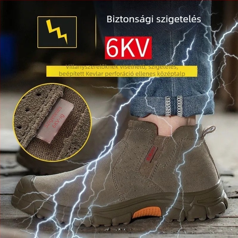 Hegesztői biztonsági cipő acélorrú, ütés- és áthatolás elleni védelemmel, szigetelt, könnyű, Oxford talpú, középmagasságú