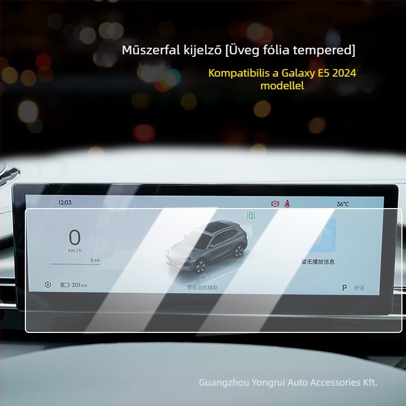 Geely Galaxy E5 képernyő edzett üveg film a központi konzolhoz – testreszabható
